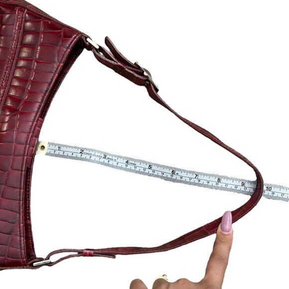 Charter Club Croc Embossed Faux Leather Shoulder Bag Dark Red Y2K‎ Hobo - Picture 14 of 16